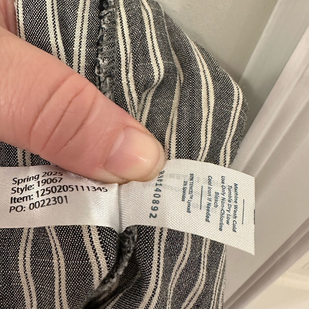 Marine Layer Allison Pull On Wide Leg Pants Navy Blue Striped Small Lycocell NEW - Picture 5 of 5